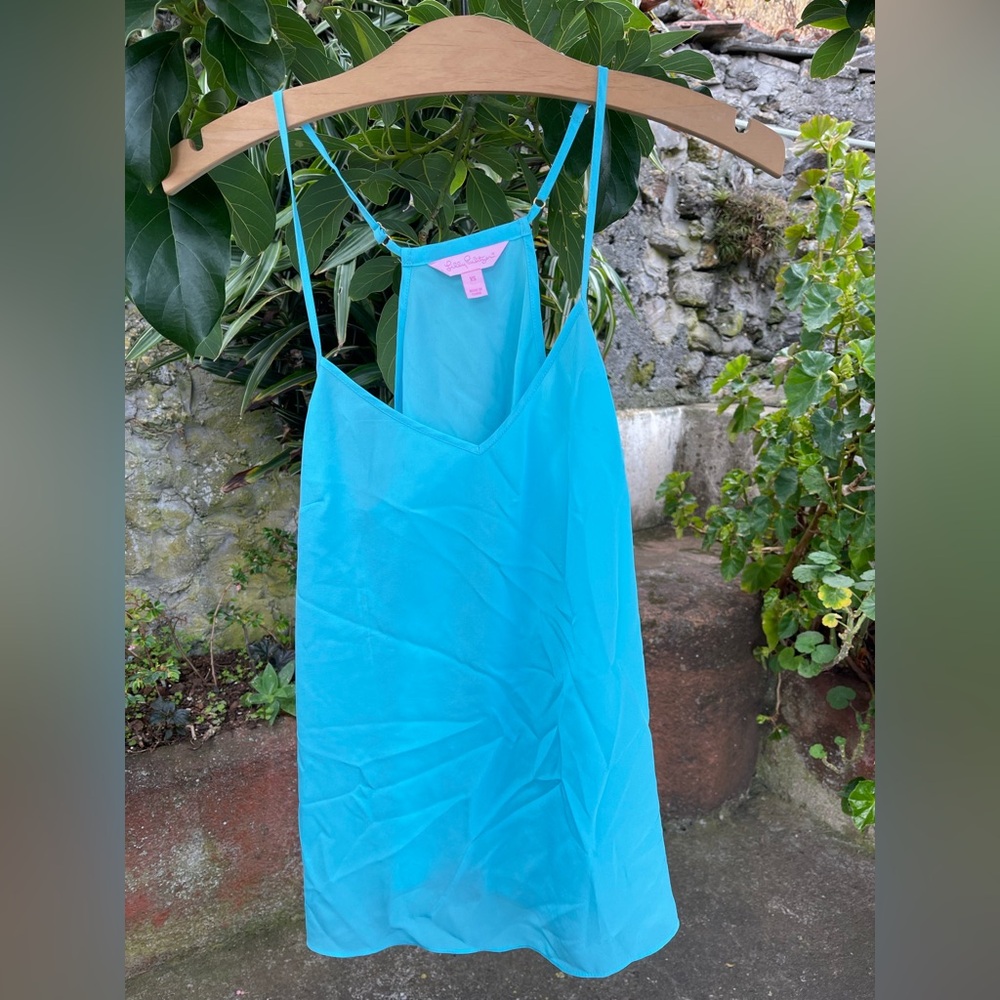 Lilly Pulitzer Sleeveless Silk Aqua Slip top